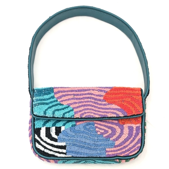 STAUD Tommy Beaded Bag in Acid Swirl - Picture 1 of 12